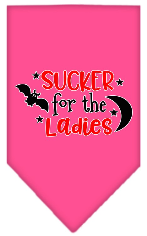 Sucker for the Ladies Screen Print Bandana Bright Pink Small